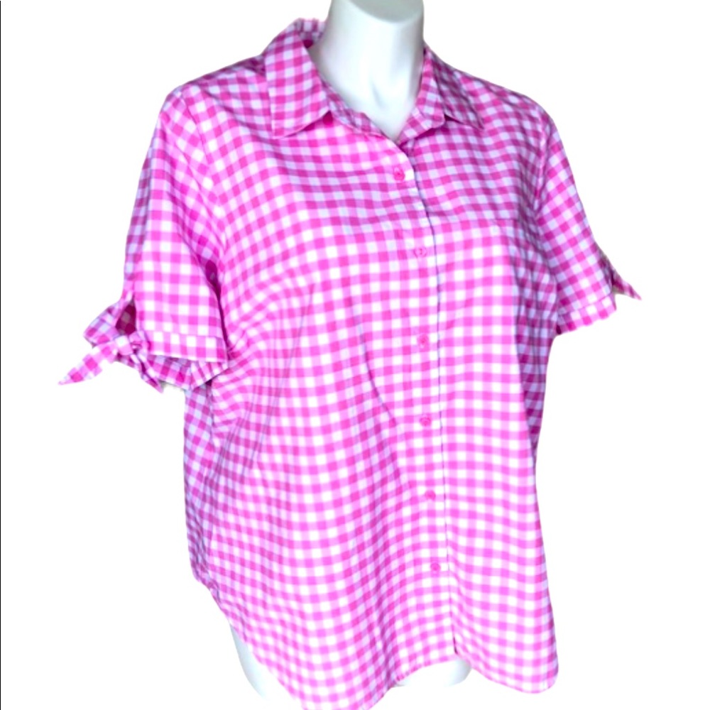 Vintage Romans Pink Gingham Top Sz 18w